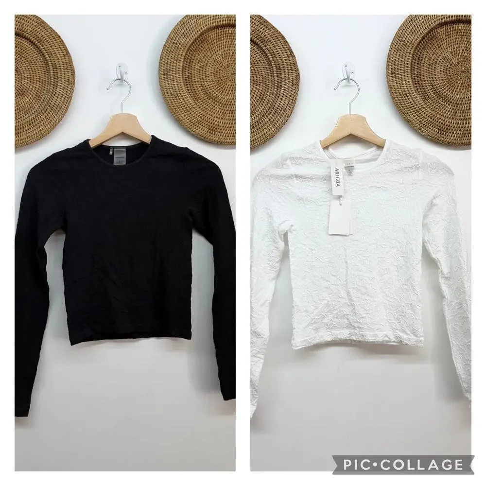 Bundle (2) Aritzia Sunday Best Daisy Seamless Crew Long Sleeve Small